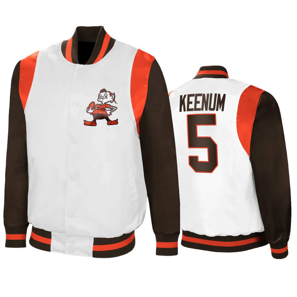 Case Keenum NFL Cleveland Browns Satin Jacket (1) Case Keenum NFL Cleveland Browns Satin Jacket