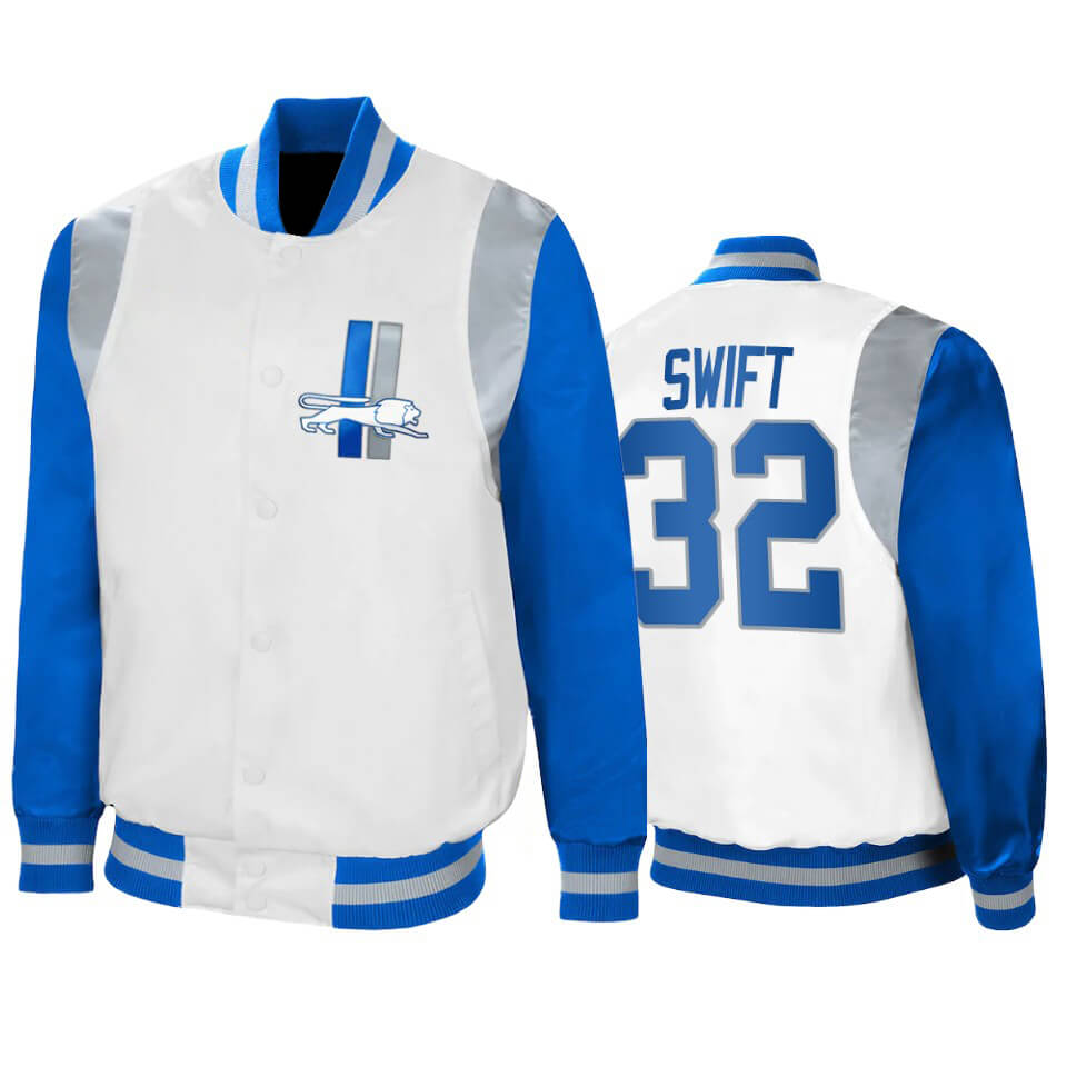 D'Andre Swift NFL Detroit Lions Satin Jacket (1) D'Andre Swift NFL Detroit Lions Satin Jacket