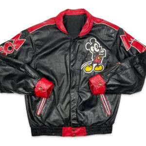 Maker of JacketDisney Mickey Mouse Bootleg Red Black Leather Jacket