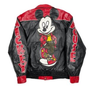 Maker of JacketDisney Mickey Mouse Bootleg Red Black Leather Jacket