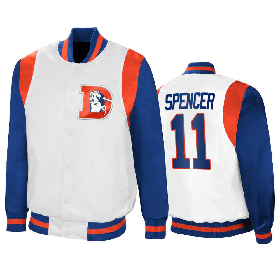 Diontae Spencer Denver Broncos White Satin Jacket Diontae Spencer Denver Broncos White Satin Jacket