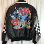 Disney Goofy Garage Black Checkered Leather Jacket