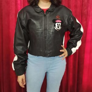 Disney Minnie Mouse Black White Leather Jacket