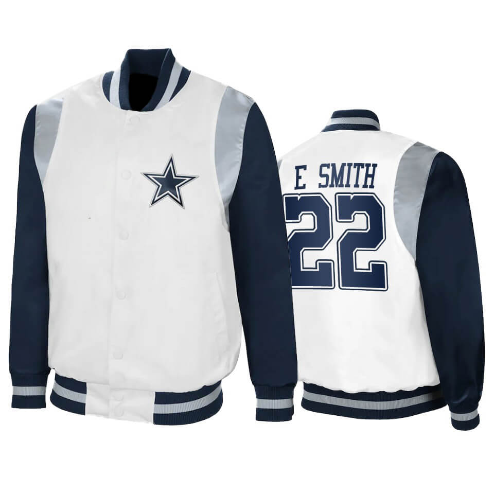 Emmitt Smith NFL Dallas Cowboys Satin Jacket (1) Emmitt Smith NFL Dallas Cowboys Satin Jacket