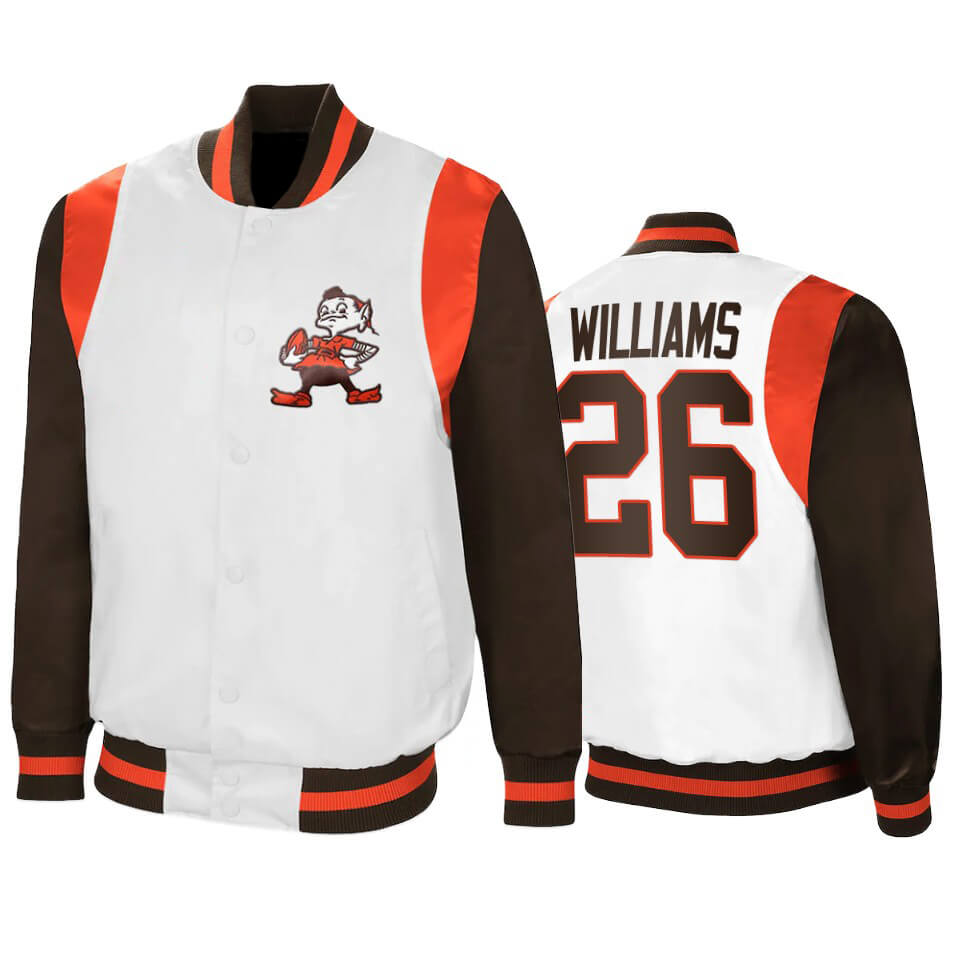 Greedy Williams NFL Cleveland Browns Satin Jacket (1) Greedy Williams NFL Cleveland Browns Satin Jacket