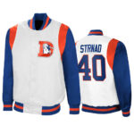 Justin Strnad Denver Broncos White Satin Jacket