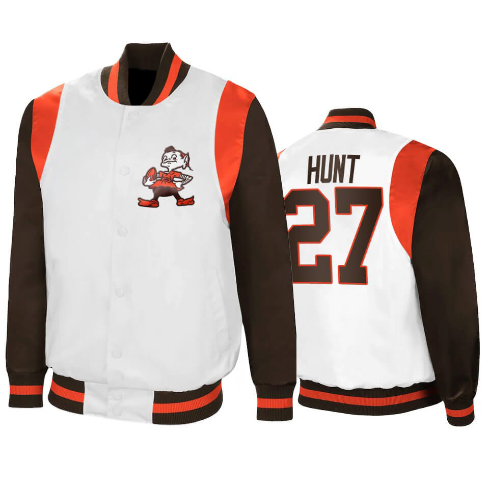 Kareem Hunt NFL Cleveland Browns Satin Jacket (1) Kareem Hunt NFL Cleveland Browns Satin Jacket
