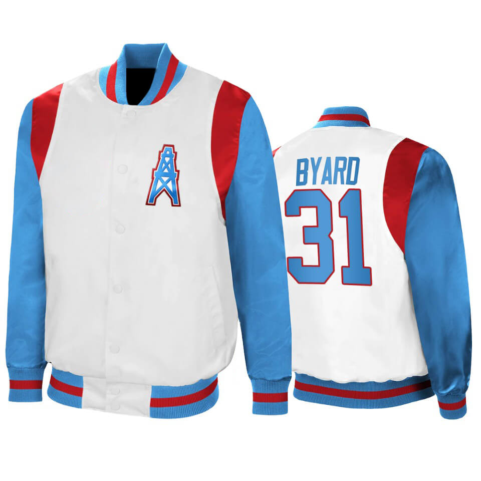 Kevin Byard NFL Houston Oilers Satin Jacket (1) Kevin Byard NFL Houston Oilers Satin Jacket