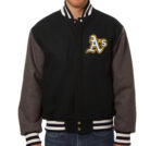 MLB Black And Gray Oakland Athletics Wool Jacket