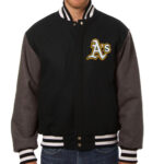 MLB Black And Gray Oakland Athletics Wool Jacket