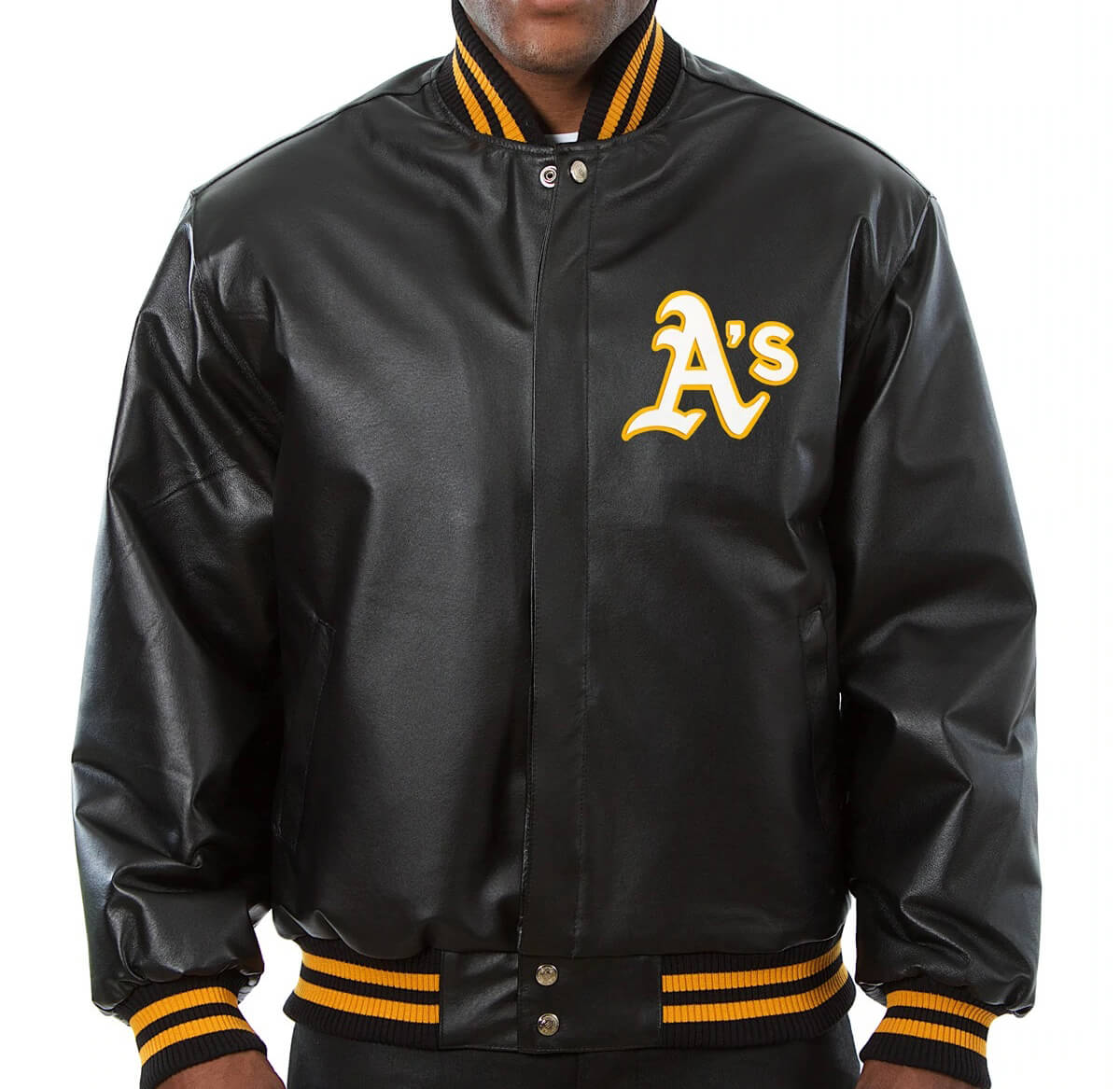 MLB Black Oakland Athletics Leather Jacket (1) MLB Black Oakland Athletics Leather Jacket