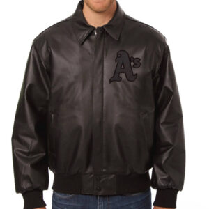MLB Oakland Athletics Black Leather Jacket