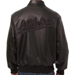 MLB Oakland Athletics Black Leather Jacket