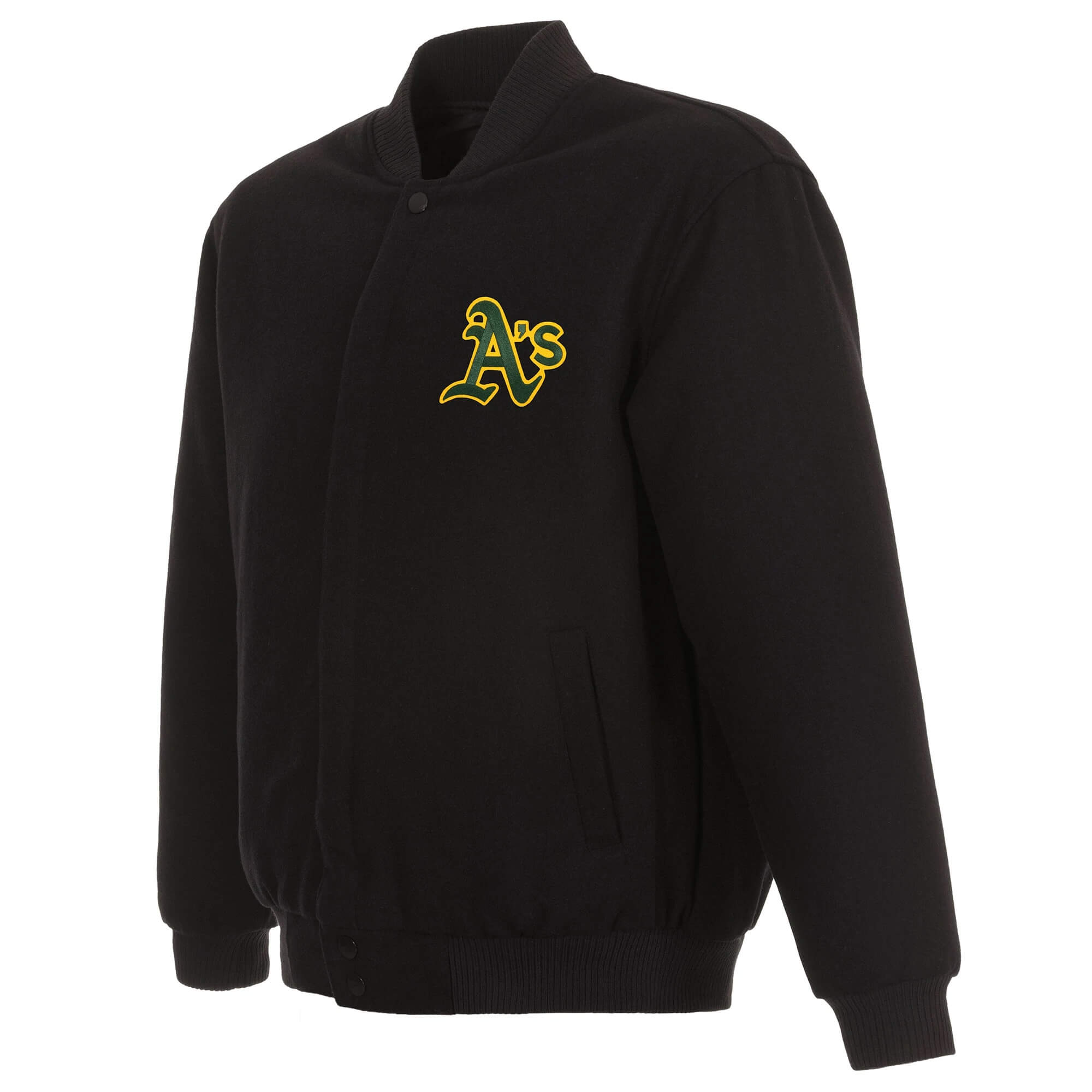 MLB Oakland Athletics Black Wool Jacket (1) MLB Oakland Athletics Black Wool Jacket