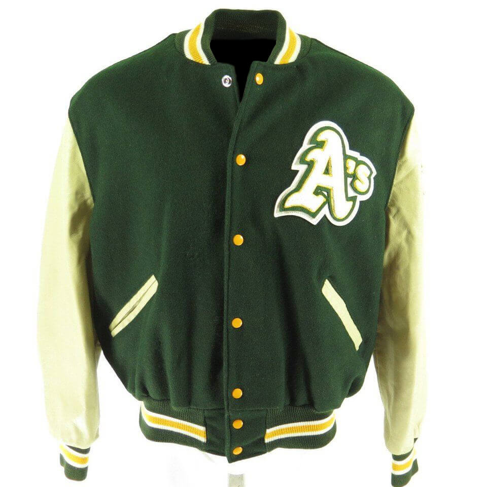 Oakland Athletics MLB Yellow and Green Letterman Jacket