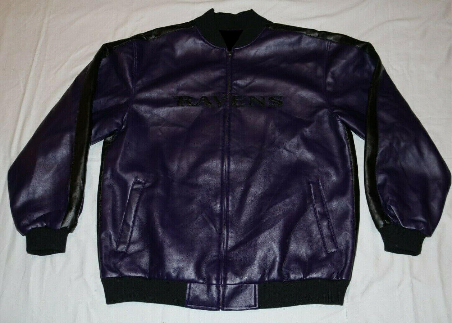 NFL Baltimore Ravens Purple And Black Leather Jacket (1) NFL Baltimore Ravens Purple And Black Leather Jacket