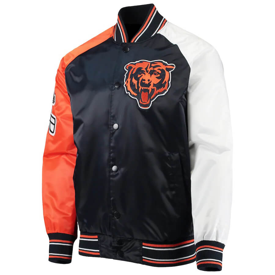 NFL Chicago Bears Tricolor Satin Jacket (1) NFL Chicago Bears Tricolor Satin Jacket
