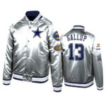 NFL Dallas Cowboys Michael Gallup Silver Satin Jacket
