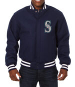 Navy Seattle Mariners MLB Jeff Hamilton Wool Jacket