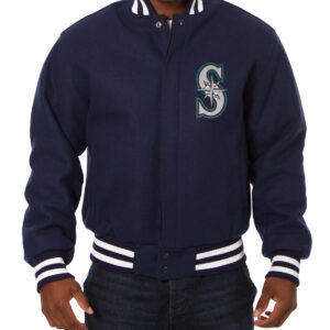 Navy Seattle Mariners MLB Jeff Hamilton Wool Jacket