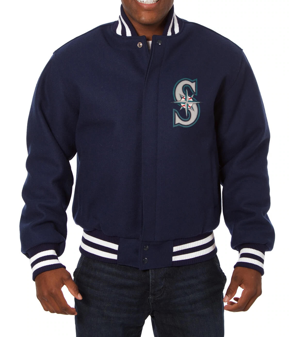 Navy Seattle Mariners MLB Jeff Hamilton Wool Jacket (2) Navy Seattle Mariners MLB Jeff Hamilton Wool Jacket