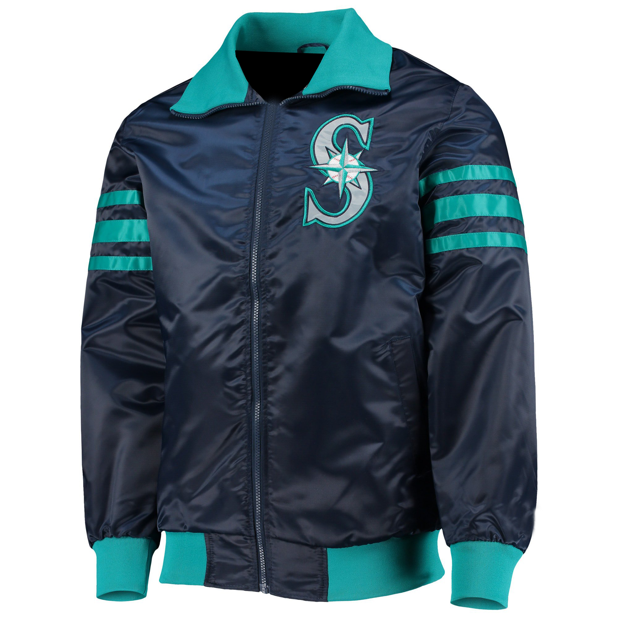 Navy Starter Seattle Mariners The Captain II Satin Jacket Navy Starter Seattle Mariners The Captain II Satin Jacket