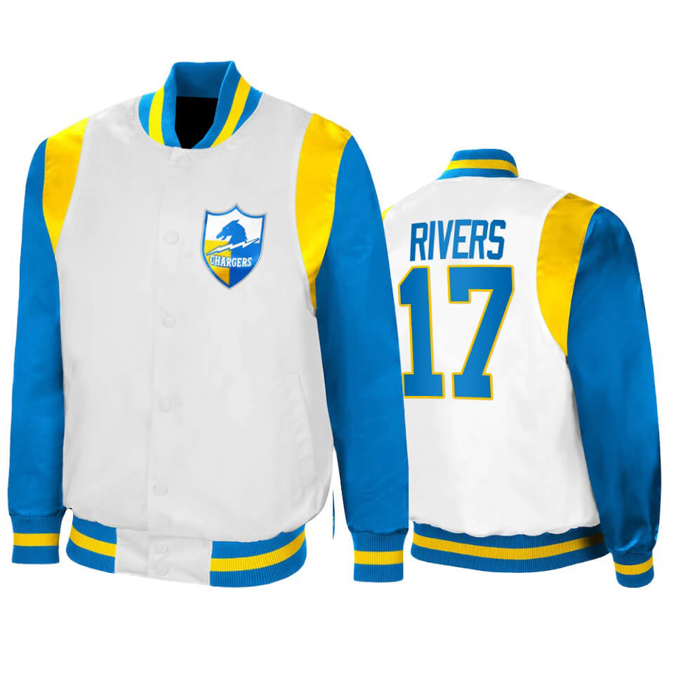 Philip Rivers Los Angeles Chargers White Satin Jacket Philip Rivers Los Angeles Chargers White Satin Jacket