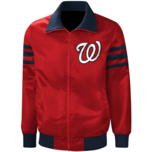 Red Washington Nationals The Captain II Zip Satin Jacket