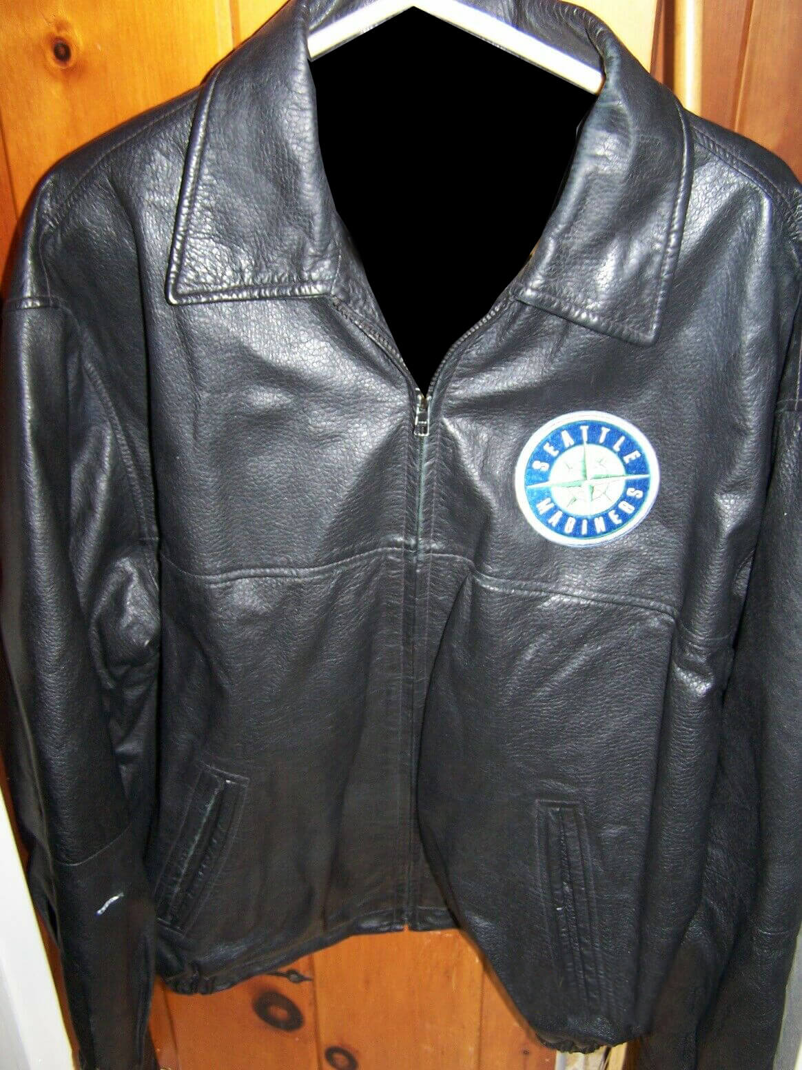 Seattle Mariners Black Full Zip Leather Jacket (2) Seattle Mariners Black Full Zip Leather Jacket