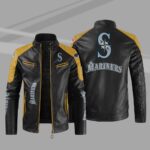 Seattle Mariners Block Black Yellow MLB Leather Jacket