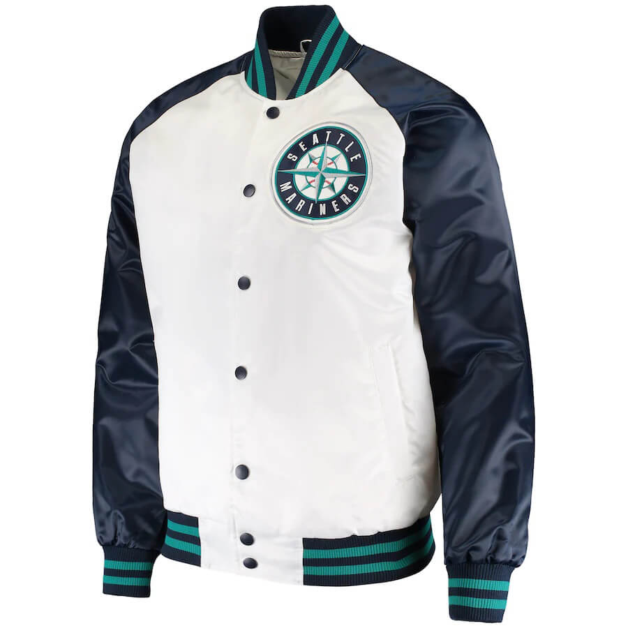 Seattle Mariners Clean Up Hitter Full Snap Satin Jacket (2) Seattle Mariners Clean Up Hitter Full Snap Satin Jacket