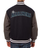 Seattle Mariners MLB Two Tone Navy Grey Wool Jacket