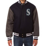 Seattle Mariners MLB Two Tone Navy Grey Wool Jacket