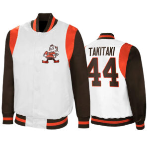 Sione Takitaki NFL Cleveland Browns Satin Jacket