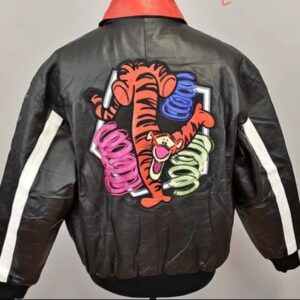 Vintage Disney Tigger Black Leather Jacket