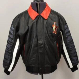 Vintage Disney Tigger Black Leather Jacket