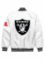 White NFL Team Las Vegas Raiders Satin Jacket