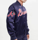 Atlanta Braves Big Logo World Series Navy Satin Jacket