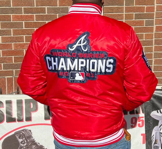 Atlanta Braves World Series Champions Red Satin Jacket - Maker of