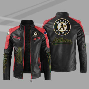 Black Red MLB Oakland Athletics Leather Jacket