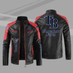 Black Red MLB Tampa Bay Rays Leather Jacket