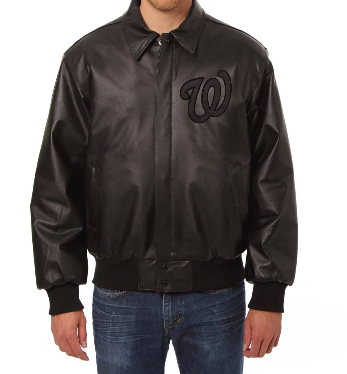 Black Washington Nationals Leather MLB Jacket (1) Black Washington Nationals Leather MLB Jacket