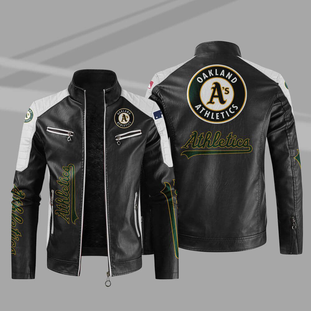 Black White MLB Oakland Athletics Leather Jacket (1) Black White MLB Oakland Athletics Leather Jacket