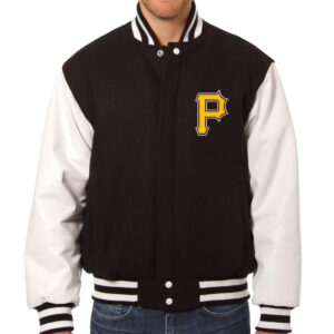Black White MLB Pittsburgh Pirates Varsity Jacket
