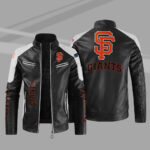 Black White San Franciso Giants Block Leather Jacket