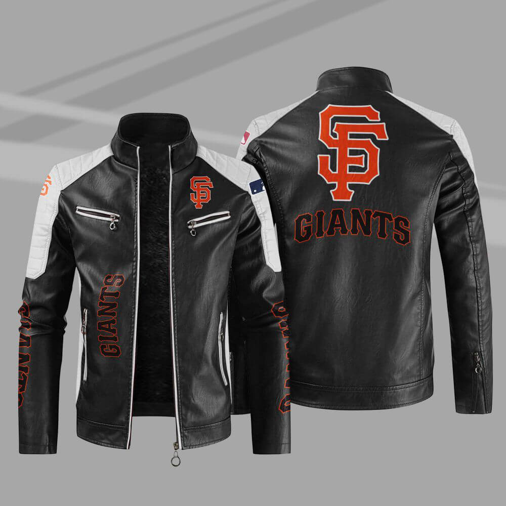 Black White San Franciso Giants Block Leather Jacket (1) Black White San Franciso Giants Block Leather Jacket
