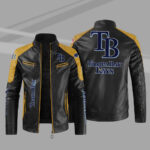 Black Yellow MLB Tampa Bay Rays Leather Jacket