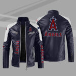 Blue White Los Angeles Angels Block Leather Jacket