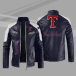 Blue White MLB Texas Rangers Leather Jacket