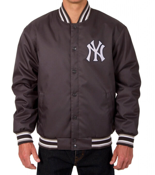Charcoal New York Yankees MLB Polyester Jacket - Maker of Jacket